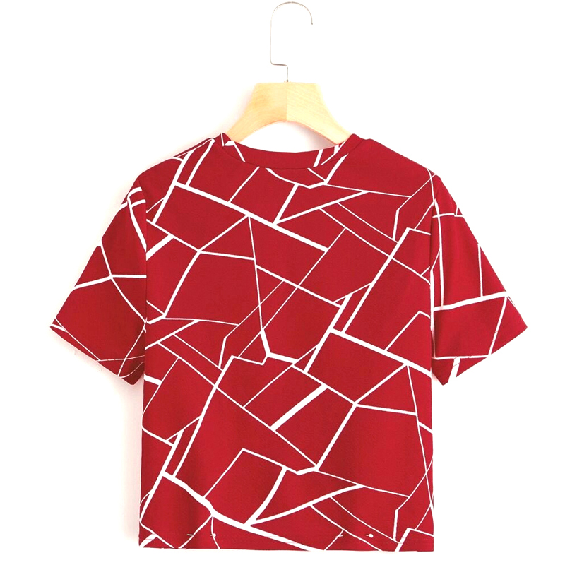 Geo Print Twist Hem Crop Top