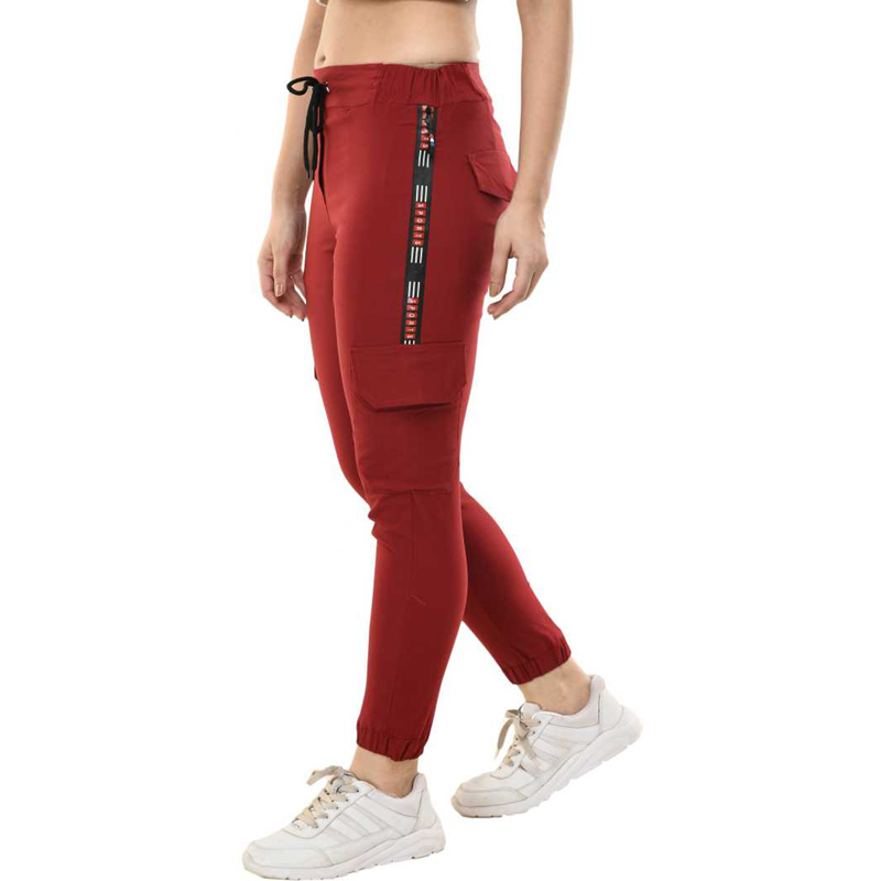 Maroon Solid Pocket Style Jooger Pants